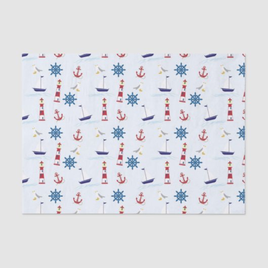 Boats, ankers en vuurtoren, blauw tissuepapier (Voorkant)