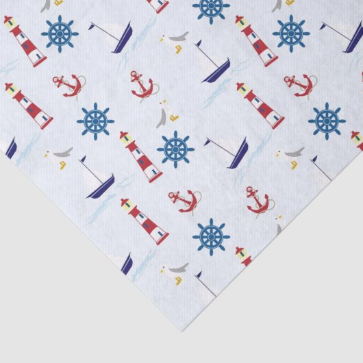 Boats, ankers en vuurtoren, blauw tissuepapier (Detail)