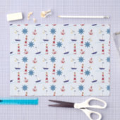 Boats, ankers en vuurtoren, blauw tissuepapier (Craft)