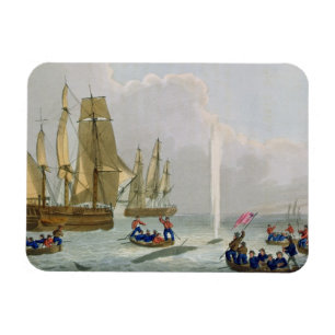 Boats Approaching a Whale, gegraveerd door Matthew Magneet