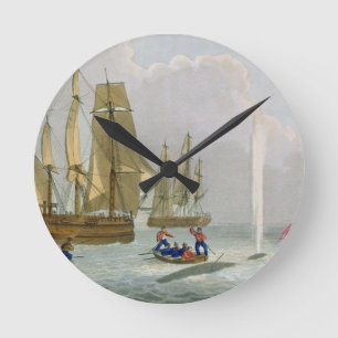Boats Approaching a Whale, gegraveerd door Matthew Ronde Klok