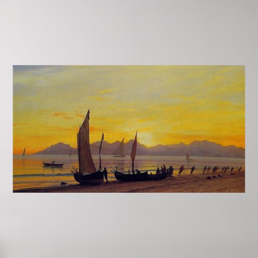 Boats Ashore op Sunset, Albert Bierstadt Poster (Voorkant)