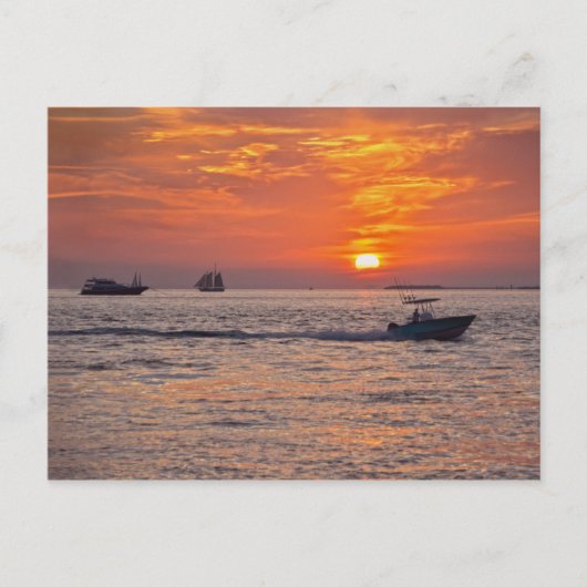 Boats at Key West, Florida, bij Sunset Briefkaart (Voorkant)