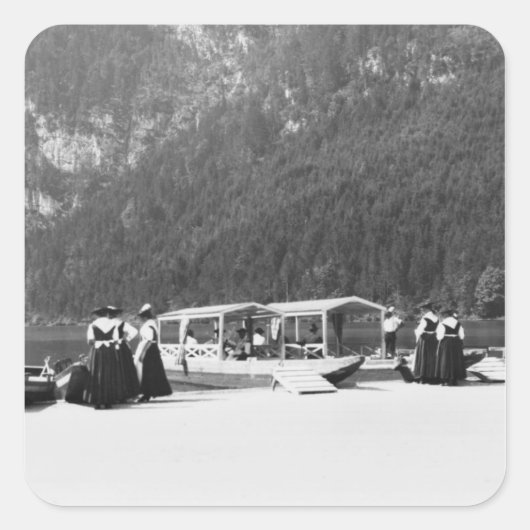 Boats at Konigssee, c.1910 Vierkante Sticker (Voorkant)