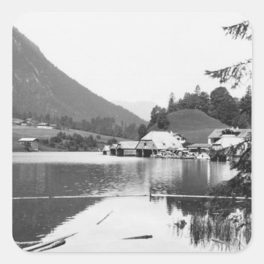 Boats at Konigssee, c.1910 Vierkante Sticker (Voorkant)