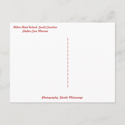 Boats at Shelter Cove Marina Hilton Head Island SC Briefkaart (Achterkant)