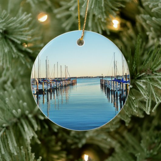 Boats At The Marina by Shirley Taylor Keramisch Ornament (Boom)
