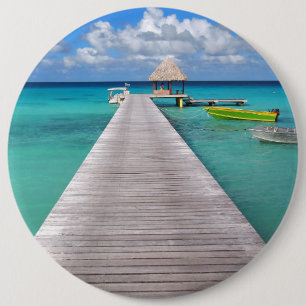 Boats bij een steiger in de Stille Oceaan Ronde Button 6,0 Cm