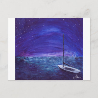 Boats bij nacht briefkaart
