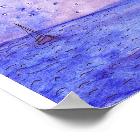 Boats bij nacht poster (Hoek)