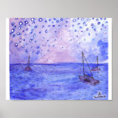 Boats bij nacht poster (Voorkant)