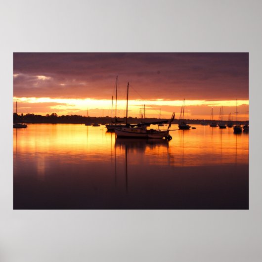 Boats bij Sunrise Poster (Voorkant)