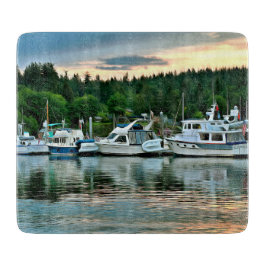 Boats bij Sunset op Bainbridge Island Snijplank
