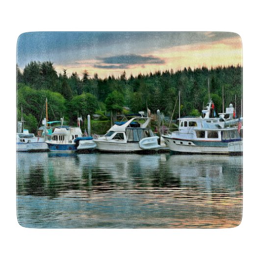 Boats bij Sunset op Bainbridge Island Snijplank (Voorkant)