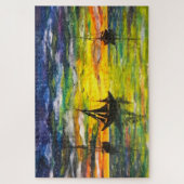 Boats bij Sunset Puzzle - Schilderen Legpuzzel (Verticaal)