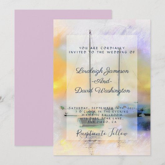 Boats bruiloft uitnodiging (Voorkant / Achterkant)