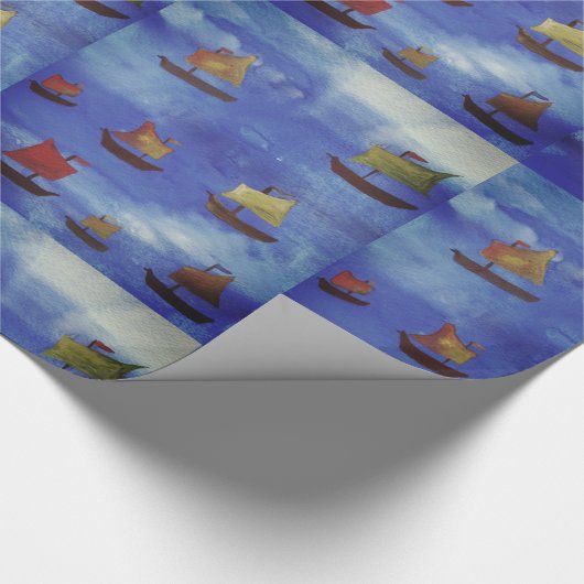 Boats Drawing Glossy Wrapping Paper, 30 in x 6 ft Cadeaupapier (Hoek)