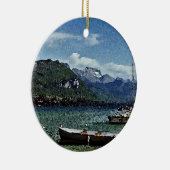 Boats- en bergmeer in Annecy Frankrijk Keramisch Ornament (Rechts)