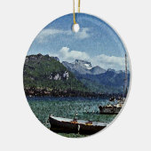 Boats- en bergmeer in Annecy Frankrijk Keramisch Ornament (Links)