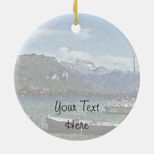 Boats- en bergmeer in Annecy Frankrijk Keramisch Ornament (Achterkant)