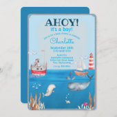 Boats en under the Zee Waterverf Boy Baby shower Kaart (Voorkant / Achterkant)