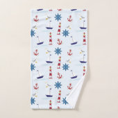 Boats en vuurtorens blauw bad handdoek (Handdoek)