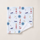 Boats en vuurtorens blauw bad handdoek (Wasdoekje)