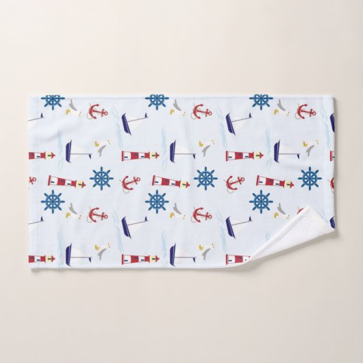Boats en vuurtorens blauw bad handdoek (Handdoek)