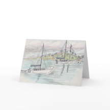 "Boats/Fiji" Waterverf Schets Wenskaart