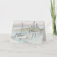 "Boats/Fiji" Waterverf Schets Wenskaart
