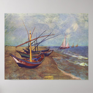 Boats geschilderd door Vincent van Gogh Reprint Poster