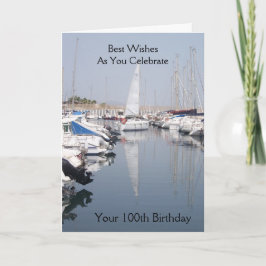 Boats in a Marina personaliseerde 100e verjaardag Kaart