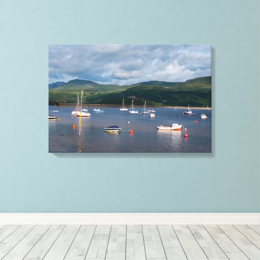 Boats in Barmouth Harbour Canvas Afdruk (Insitu (Houten vloer))