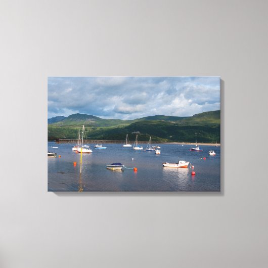 Boats in Barmouth Harbour Canvas Afdruk (Voorkant)