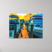 Boats in de Harbour Sunset Canvas Afdruk (Voorkant)
