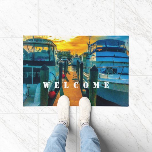 Boats in de Harbour Sunset Deurmat (Binnen)