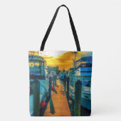 Boats in de Harbour Sunset Tote Bag (Voorkant)