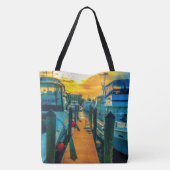 Boats in de Harbour Sunset Tote Bag (Achterkant)