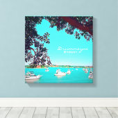 Boats in de haven Drummoyne Sydney Canvas Afdruk (Insitu (Houten vloer))