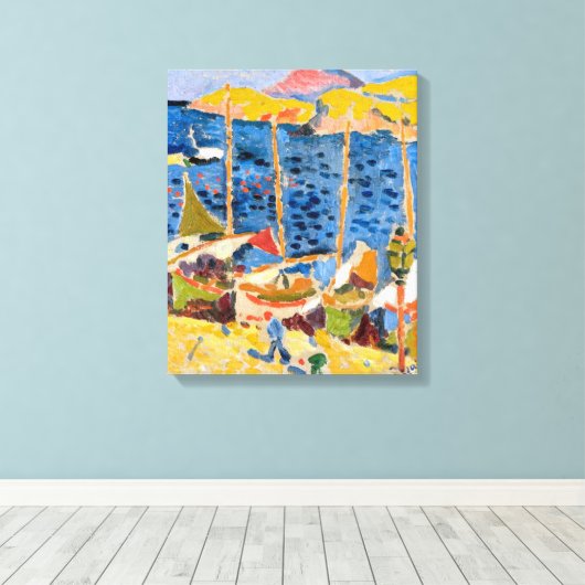Boats in de haven van Collioure | Andre Derain | Canvas Afdruk (Insitu (Houten vloer))