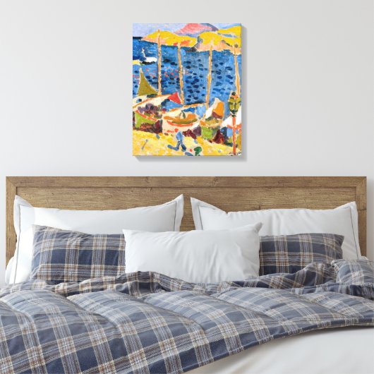 Boats in de haven van Collioure | Andre Derain | Canvas Afdruk (Insitu (Slaapkamer))