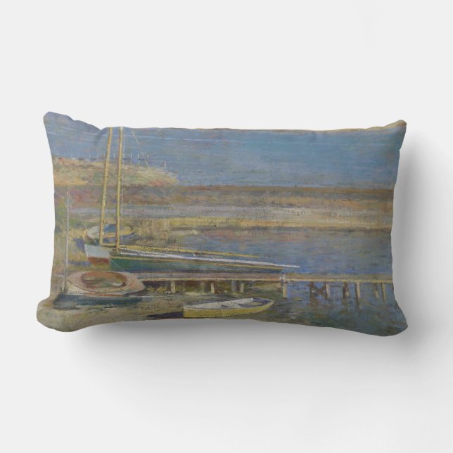 Boats in een landingsbaan (landschap New England) Kussen (Voorkant)