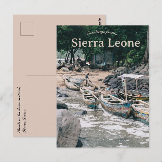 Boats in Harbour in Kent Sierra Leone Briefkaart (Voorkant / Achterkant)
