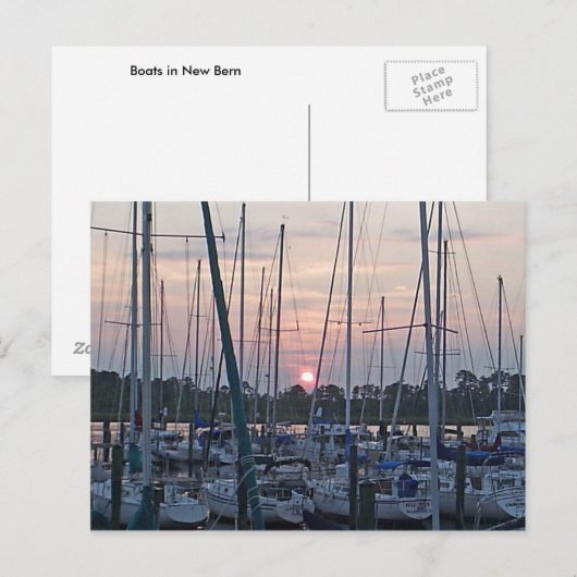 Boats in het Briefkaart New Bern (Voorkant / Achterkant)