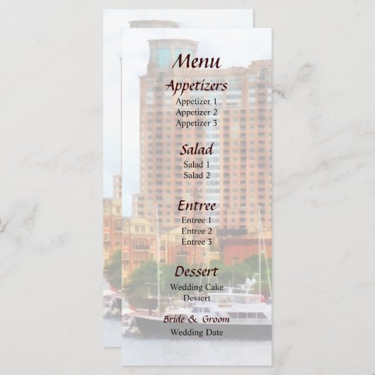 Boats in het menu Binnenste havenbaltimore MD Wedd (Voorkant / Achterkant)