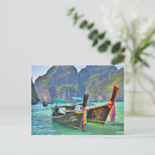 Boats in Maya Bay Briefkaart (Staand voorkant)
