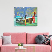 Boats in Maya Bay Canvas Afdruk (Insitu (Woonkamer))