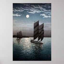 Boats in Shinagawa door Tsuchiya Koitsu Poster