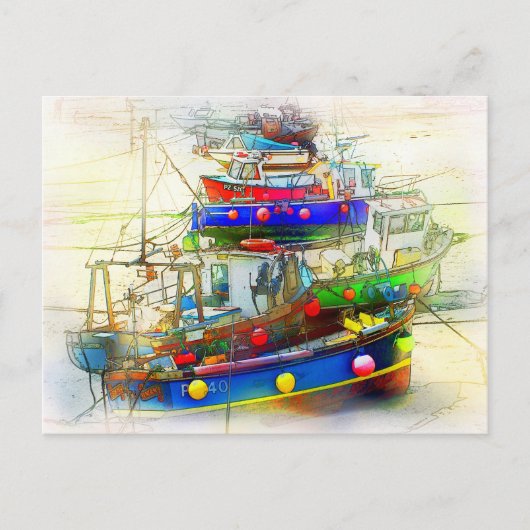 BOATS IN ST. IVES HARBOR BRIEFKAART (Voorkant)