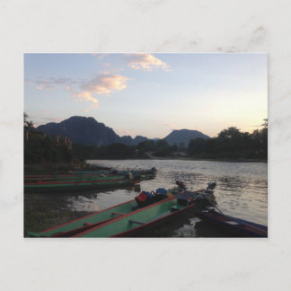 Boats in Vang Vieng Briefkaart